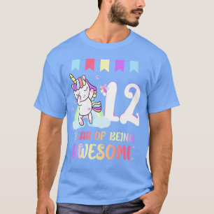 Camiseta Cute Unicornio 12º Cumpleaños 12 Años De Ser Aweso
