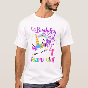 Camiseta Cute Unicornio 4º Chica Fiesta De Cumpleaños De 4 