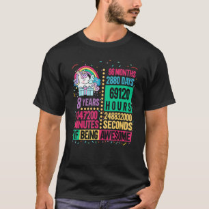 Camiseta Cute Unicornio 8 años de vida arcoiris 8 cumpleaño
