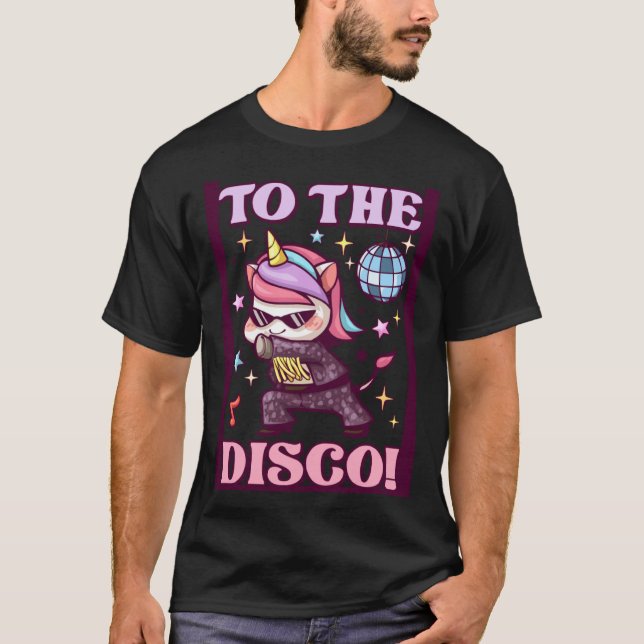 Camiseta Cute Unicornio Bailando Al Disco Del Piso De Baile (Anverso)