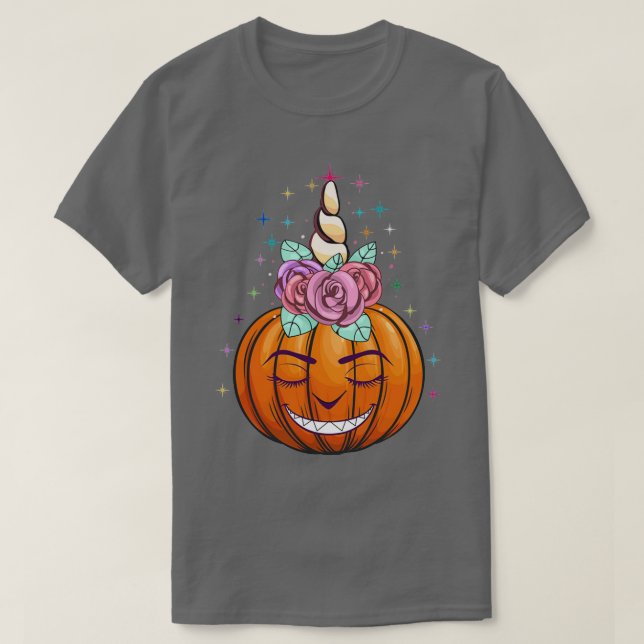Camiseta Cute Unicornio Calabaza Halloween regalo de Acción (Diseño del anverso)