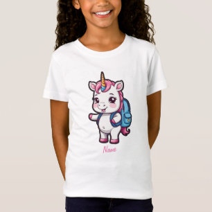 Camiseta Cute unicornio con mochila de escuela T-Shirt