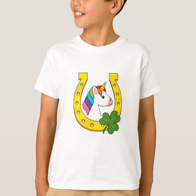 Camiseta Cute unicornio en el Día de San Patricio (Anverso)