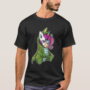 Camiseta Cute Unicornio En Ropa De Dinosaurios