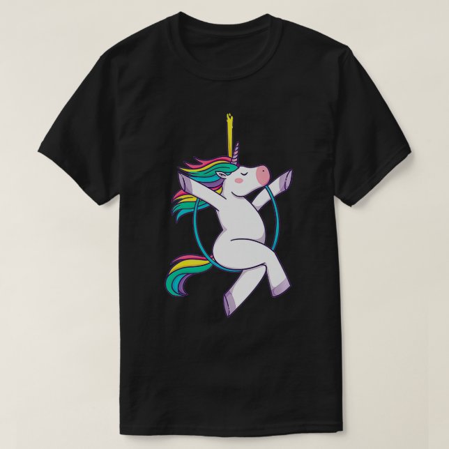 Camiseta Cute unicornio en un aro aéreo mágico Illustrati (Diseño del anverso)