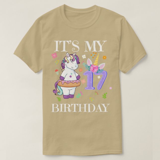 Camiseta Cute Unicornio es mi cumpleaños número 17 (Diseño del anverso)