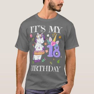 Camiseta Cute Unicornio es mi cumpleaños número 18