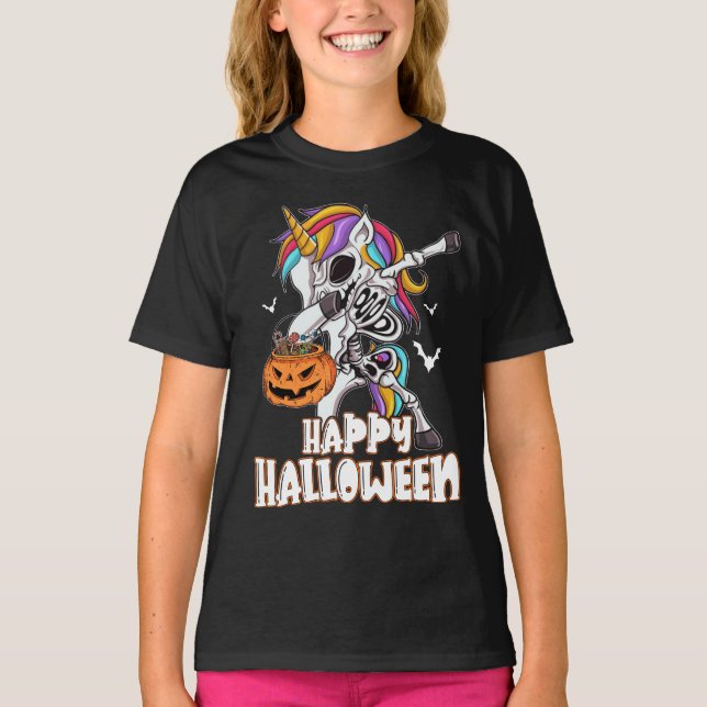 Camiseta Cute unicornio feliz disfraz de Halloween (Anverso)