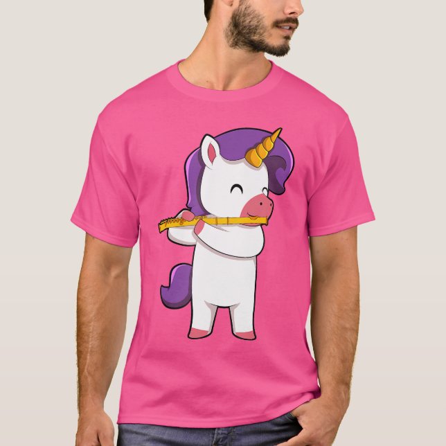 Camiseta Cute Unicornio Jugando Flauta (Anverso)