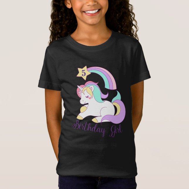 Camiseta Cute Unicornio Personalizado de cumpleaños número  (Anverso)