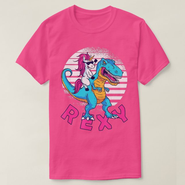 Camiseta Cute Unicornio T-Rex Dinosaurio en bicicleta arco  (Diseño del anverso)