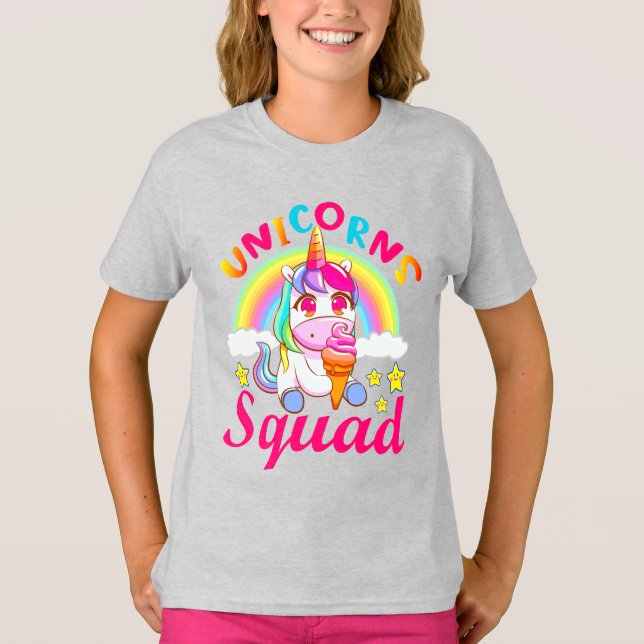Camiseta Cute Unicornios Chicas con helados de arcoiris (Anverso)