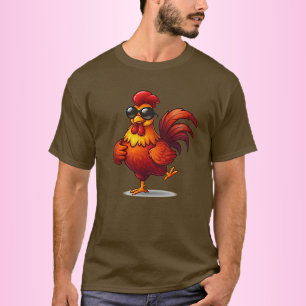 Camiseta Cute Unisex T-Shirt with Funny Rooster Wearing 