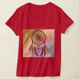 Camiseta Cute V-Neck Red Gold Dreamcatcher T-Shirt