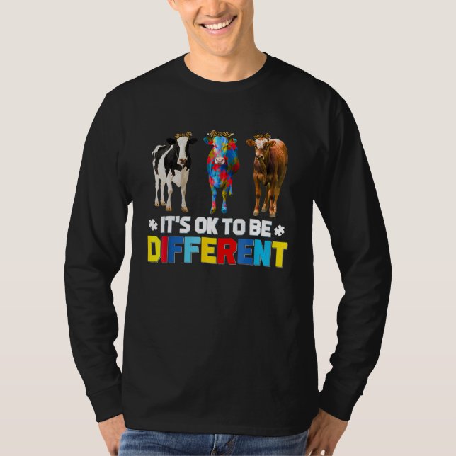 Camiseta Cute vaca de rompecabezas está bien ser autismo di (Anverso)