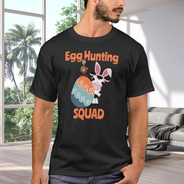 Camiseta Cute vaca y gallo de caza de huevos en escuadrón d (Subido por el creador)