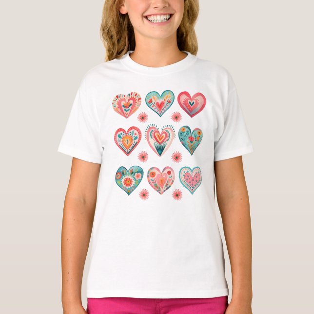 Camiseta Cute Valentine Hearts Girl (Anverso)