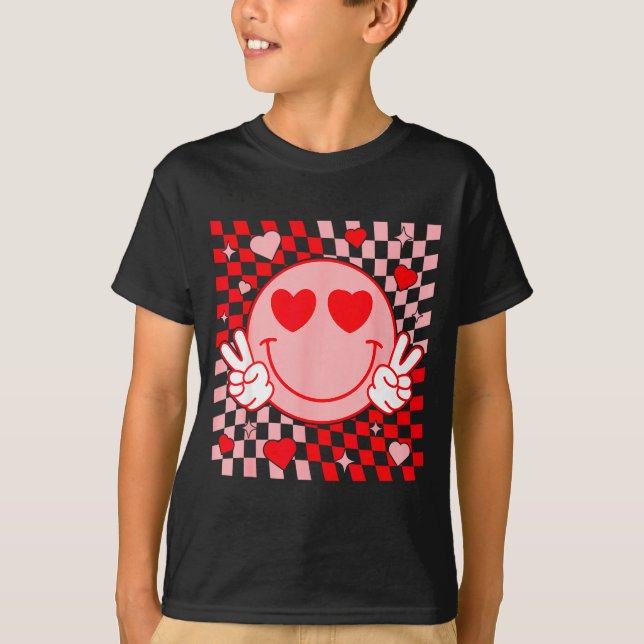 Camiseta Cute Valentine Smile Face Smiling Checkered Patter (Anverso)