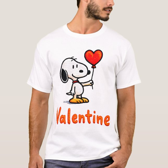 Camiseta Cute Valentine Snoopy-Style Dog With Heart – Happy (Anverso)