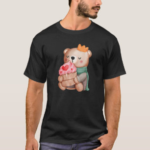 Camiseta Cute Valentine Teddy Bear Rosa Lovely Heart Cupcak