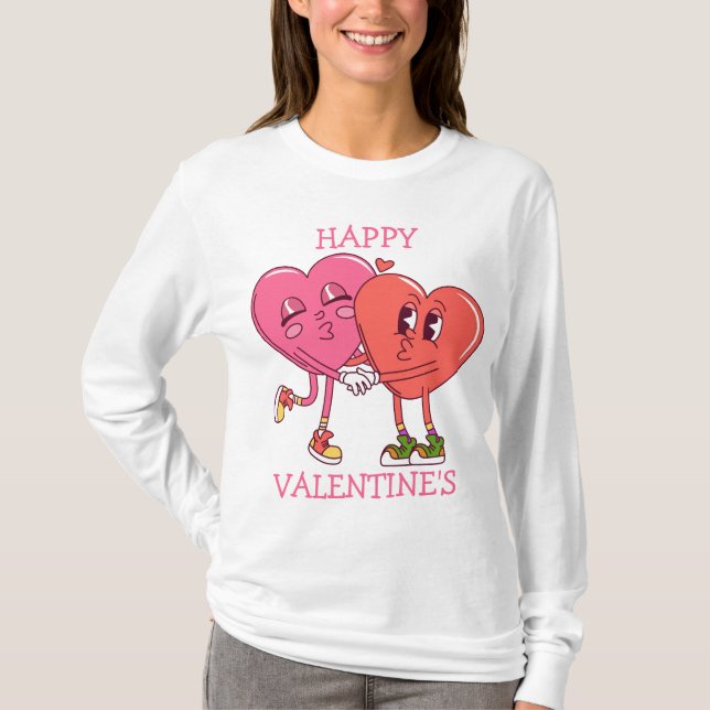 Camiseta Cute Valentine's Hearts Couple Women's T-Shirt (Anverso)