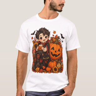 Camiseta Cute Vampire Halloween Calabaza Gato Espeluznante 