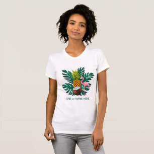 Camiseta Cute verano tropical flamenco y piña 