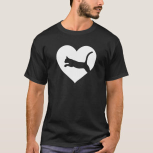 Camiseta Cute Vintage que ama a los gatos Gato negro Corazó