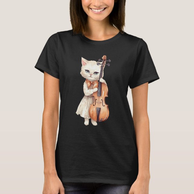 Camiseta Cute Violinist Cat Violin Musician String Player W (Anverso)