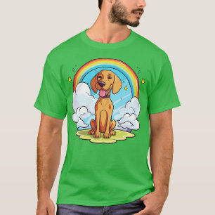 Camiseta Cute Vizsla Rainbow Cloud Kawaii Perro feliz cacho