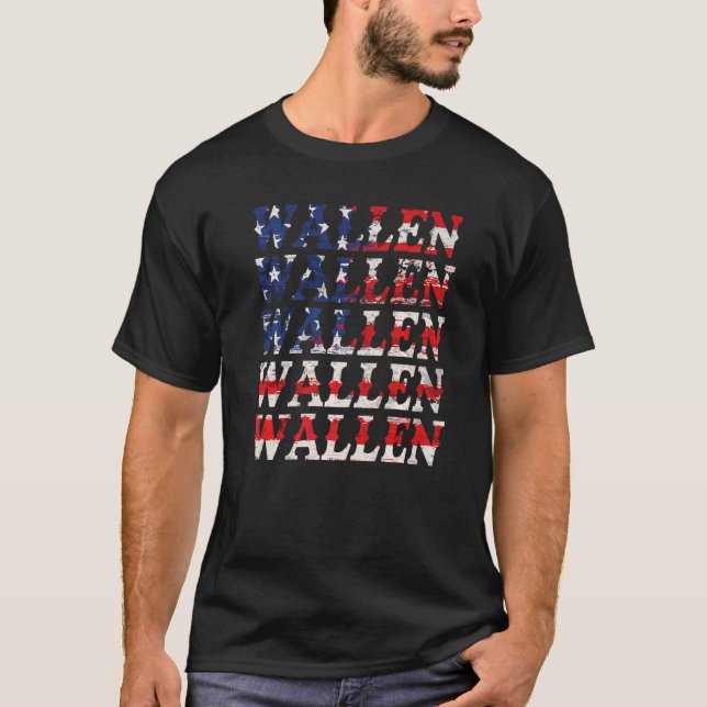 Camiseta Cute Wallen Merch Bandera Americana Red White Blue (Anverso)