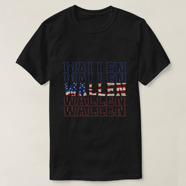 Camiseta Cute Wallen Shirt Bandera Estadounidense Mer Azul  (Diseño del anverso)