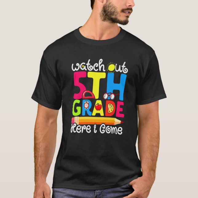 Camiseta Cute Watch Out 5º Grado First Day Of School Grap (Anverso)