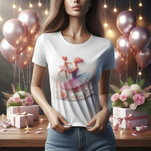 Camiseta Cute Watercolor Ballerina Mom Silhouette T-Shirt