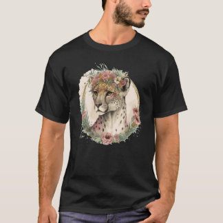 Camiseta Cute Watercolor Cheetah Flower Crown Safari Animal