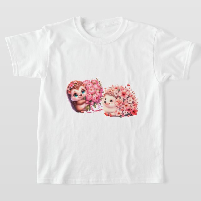 Camiseta Cute Watercolor Hedgehogs in Love T-Shirt (Distribución)