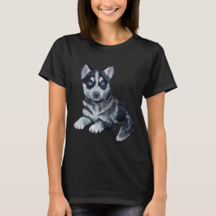 Camiseta Cute Watercolor Husky Puppy Perro Pintar Tendencia