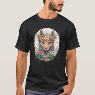 Camiseta Cute Watercolor Lynx Flower Crown Floral Feline