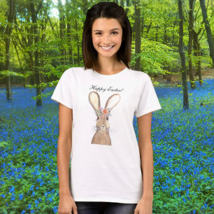 Camiseta Cute Watercolor Rabbit Bunny Hare Floral de Pascua