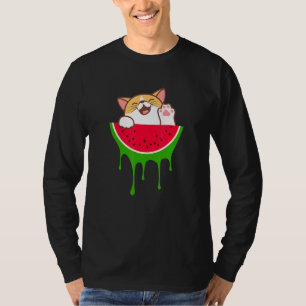 Camiseta Cute Watermelon Cat Fruto de verano de gato