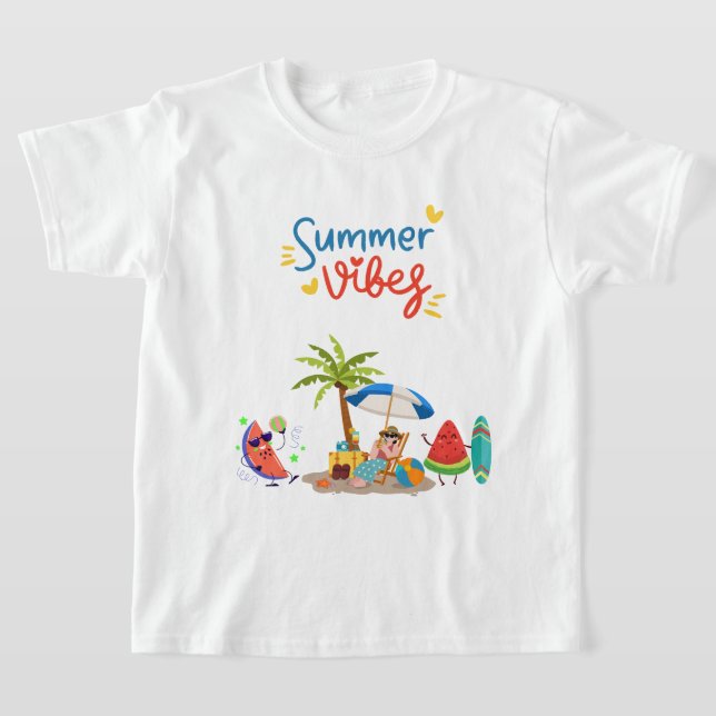 Camiseta  Cute Watermelon Characters Relaxing Under a Palm  (Distribución)