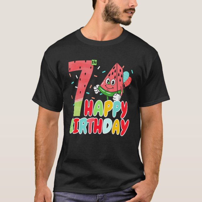 Camiseta Cute Watermelon Happy 7th Birthday Family Watermel (Anverso)