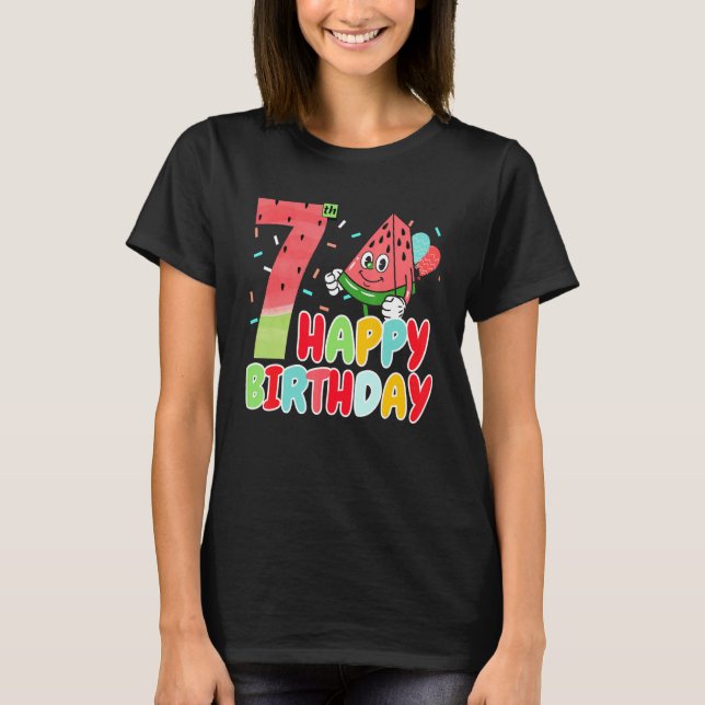 Camiseta Cute Watermelon Happy 7th Birthday Family Watermel (Anverso)