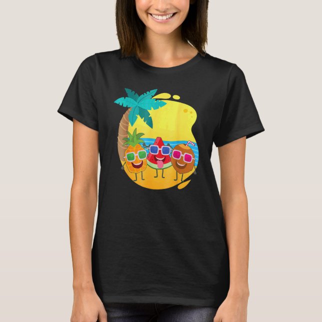 Camiseta Cute Watermelon Pineapple Coconut Frutos De Summ (Anverso)