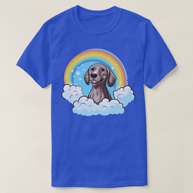 Camiseta Cute Weimaraner Nube Arcoiris Perro Kawaii Feliz C (Diseño del anverso)