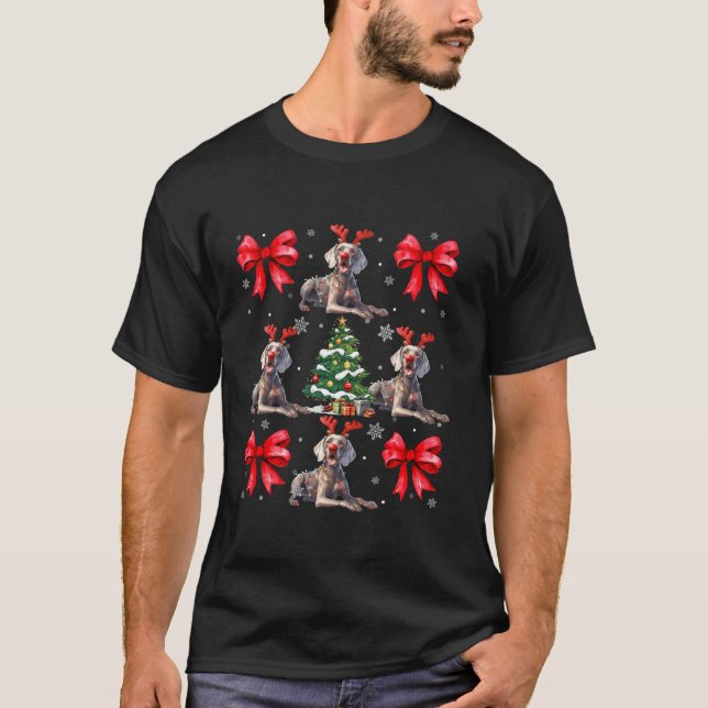 Camiseta Cute Weimaraner Perro Lover Coquette Red Bow Chris (Anverso)