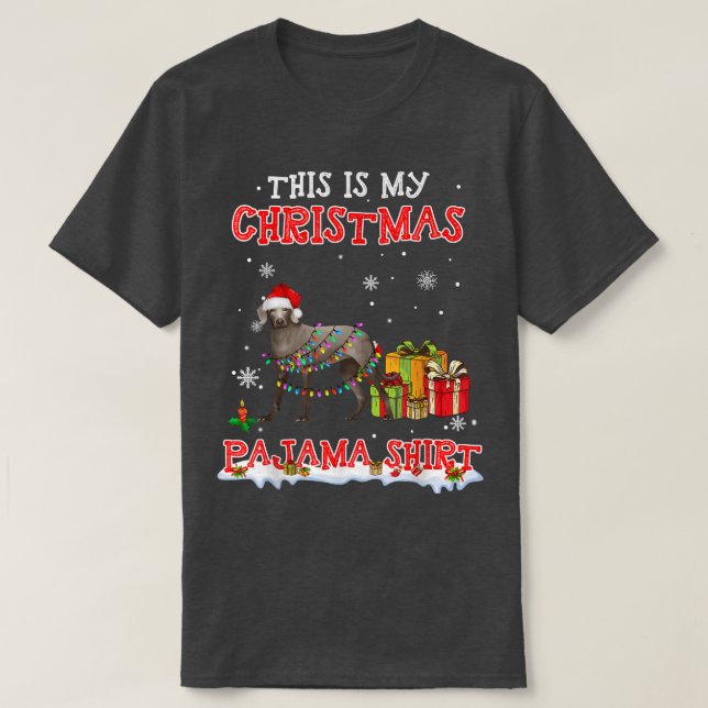 Camiseta Cute Weimaraner Sobre Los Navidades De Nieve Pajam (Diseño del anverso)