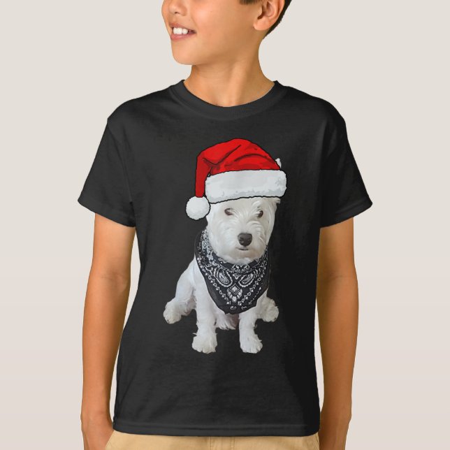 Camiseta Cute Westie Dog Picture, gorra de Navidad (Anverso)