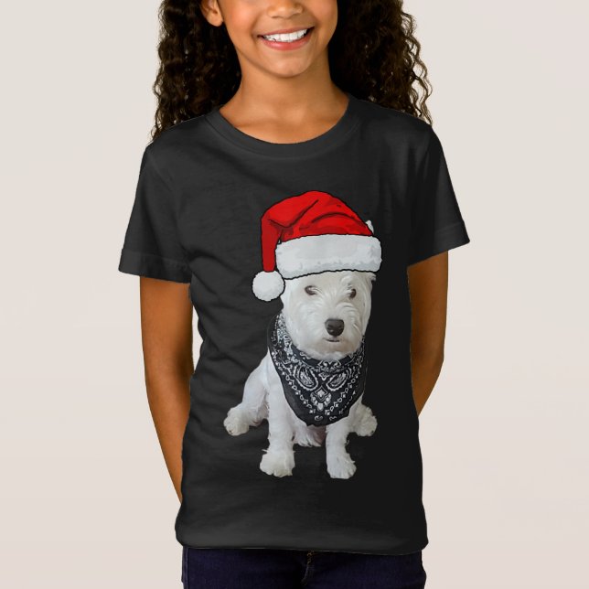 Camiseta Cute Westie Dog Picture, gorra de Navidad (Anverso)