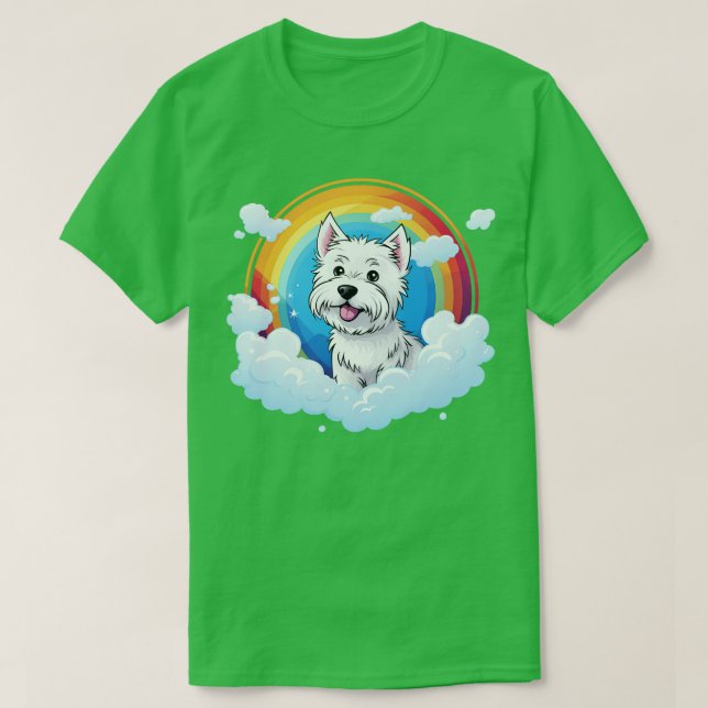 Camiseta Cute Westie Rainbow Cloud West Highland Terrier (Diseño del anverso)
